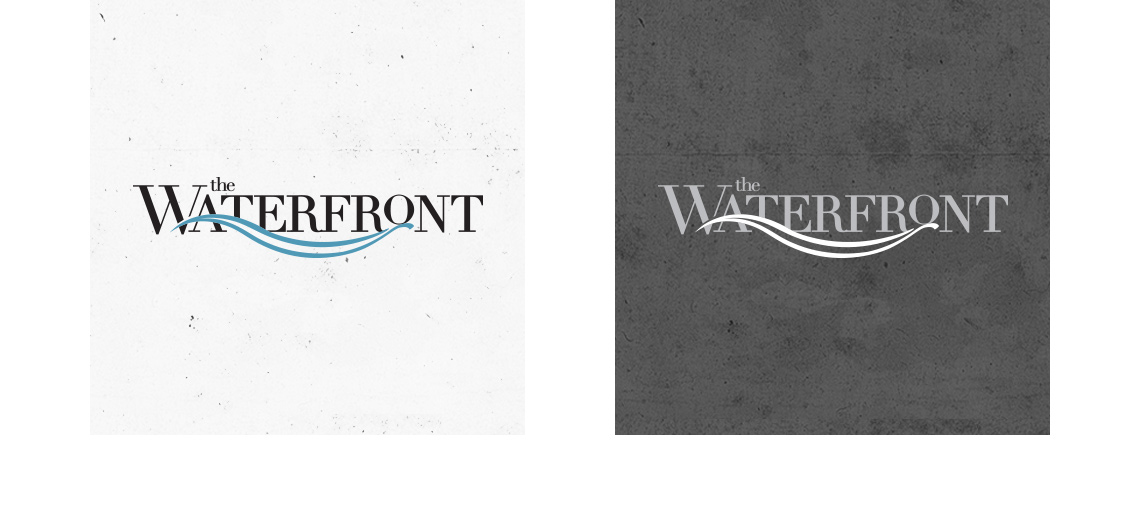View of Waterfront's logo design, designed by Entermotion, a Wichita web-design studio.