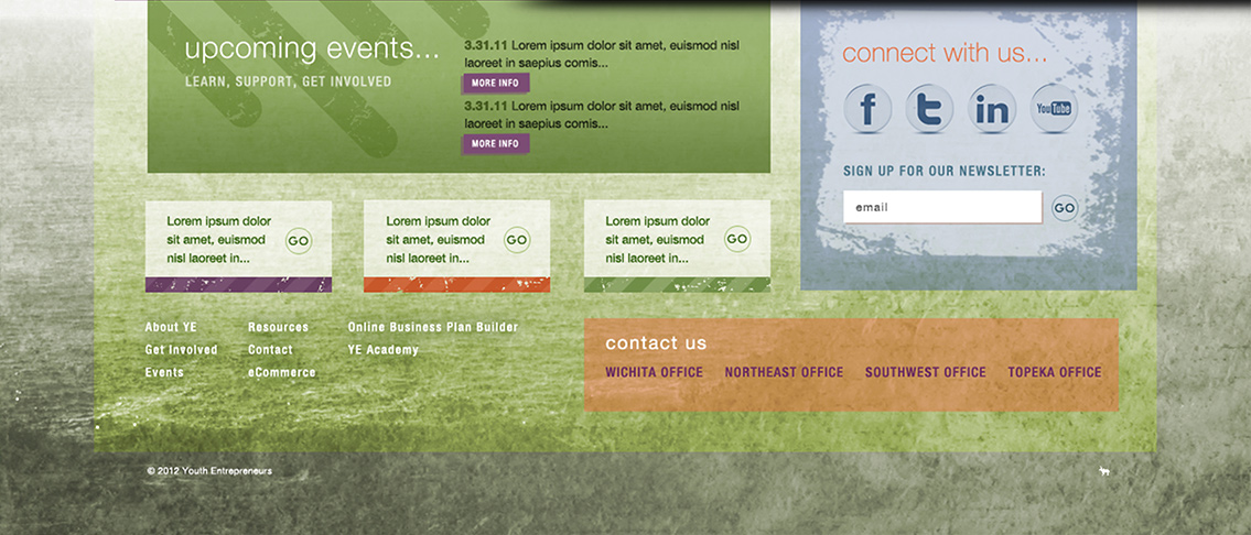 View of YE's upcoming educational events and page design.